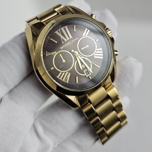 Michael Kors MK5502 Women's Gold Stainless Steel Analog Dial Quartz NEW BATTERY